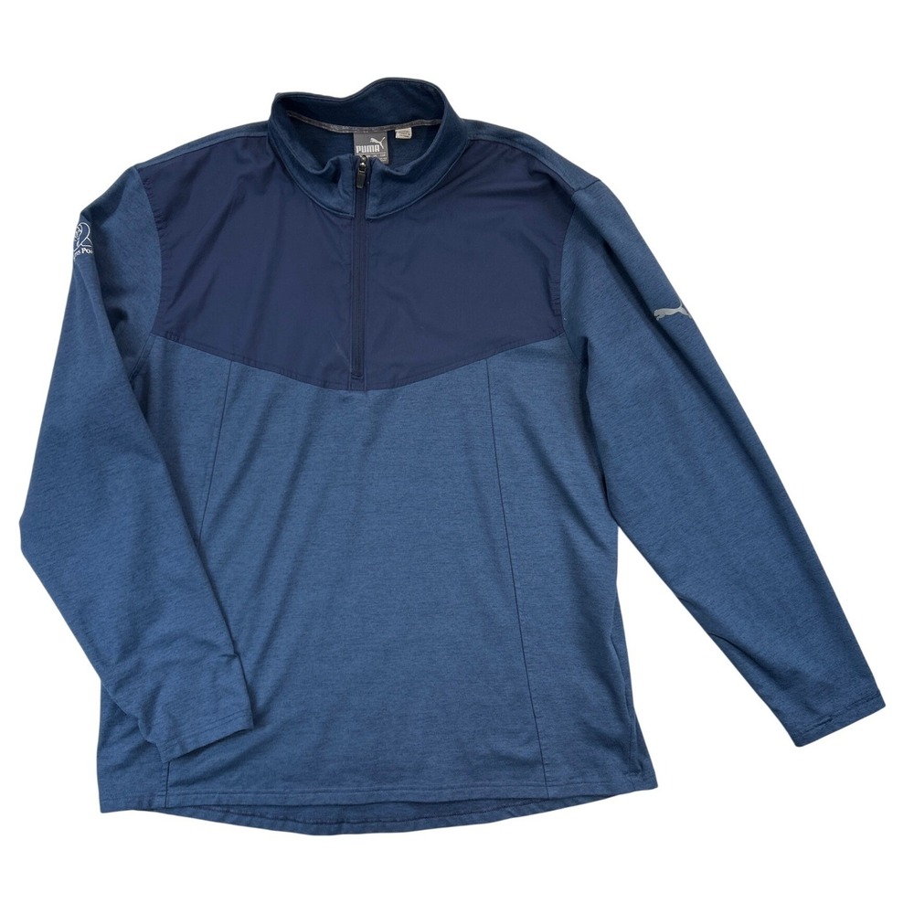 Puma‎ Pullover Mens Large Blue Quarter Zip Adams Pointe Golf Active Mock Neck